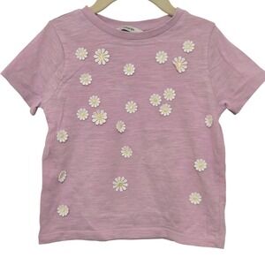 George Kids Pink Daisy Floral Applique Slub Knit T-Shirt Size 5-6 Years